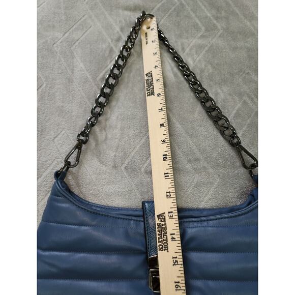 Royln Luxe Puffer Handbag Blue Detachable Strap - Picture 5 of 9